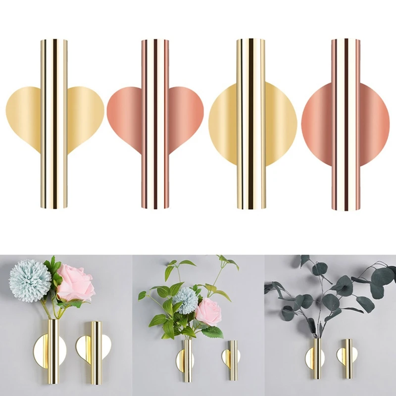 Creative Rose Golden Stainless Steel Vase Punch-Free Wall Holder Flowerpot Home Wedding Decoration Living room Wall Mirror Vase
Creative Rose Golden Stainless Steel Vase Punch-Free Wall Holder Flowerpot Home Wedding Decoration Living room Wall Mirror Vase