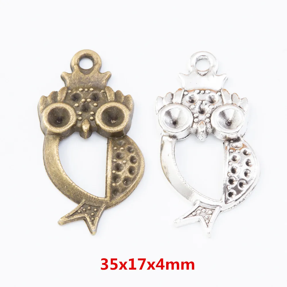 

40pcs owl Craft Supplies Charms Pendants for Crafting Jewelry Findings Making Accessory For DIY Necklace 18