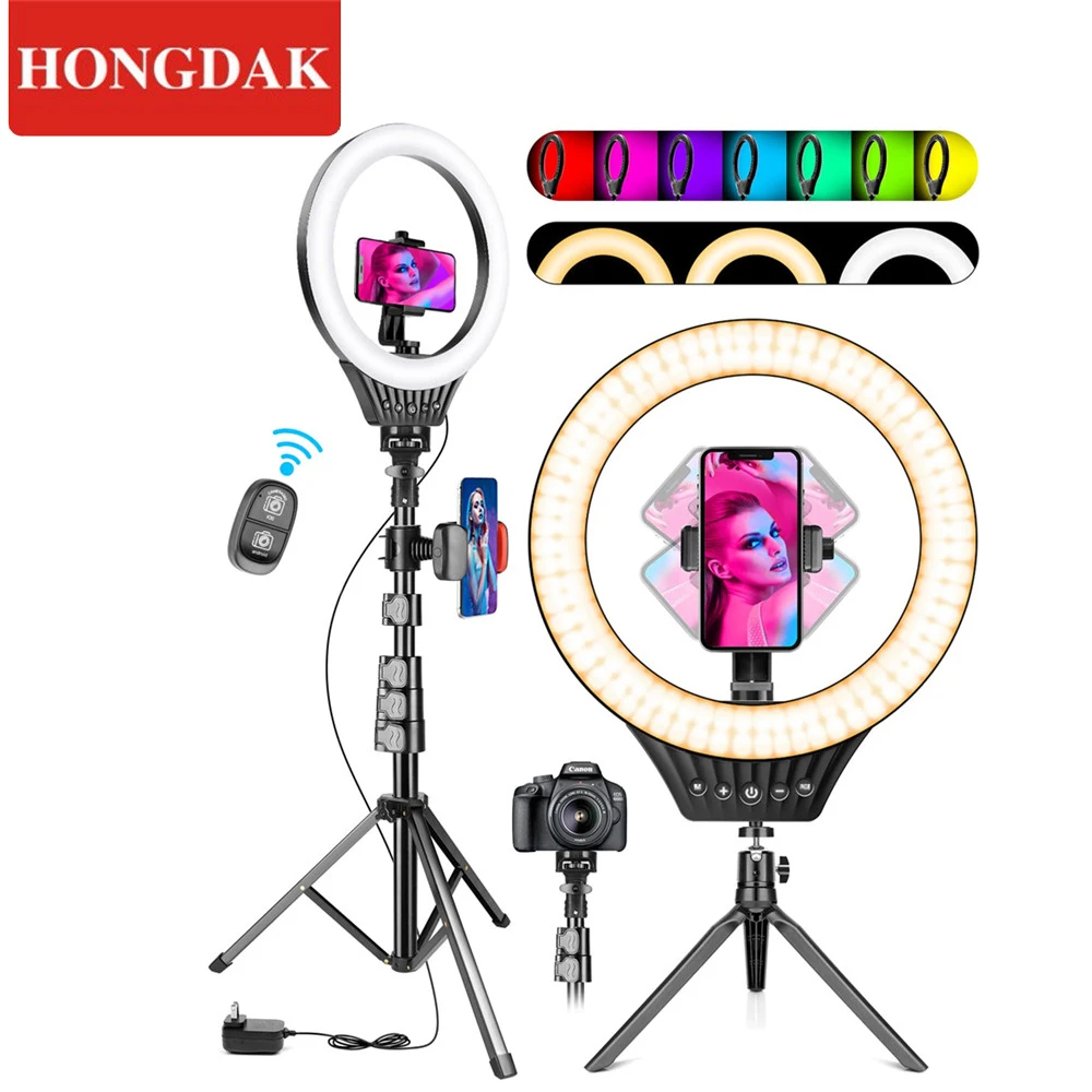 HONGDAK Selfie Ring Light Photography Led Rim Of Lamp With Mobile Holder Support Tripod Stand Ringlight For Live Video Streaming
HONGDAK Selfie Ring Light Photography Led Rim Of Lamp With Mobile Holder Support Tripod Stand Ringlight For Live Video Streaming