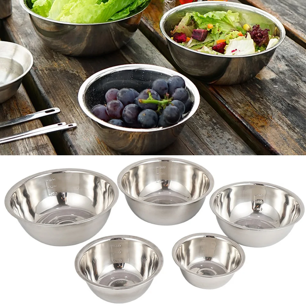 5pcs Stainless Steel Bowls With Scale Mixing Bowl Fruit Salad Bowls Kitchen Camping BBQ Whisking Salad Cooking Baking Bowls Set
5pcs Stainless Steel Bowls With Scale Mixing Bowl Fruit Salad Bowls Kitchen Camping BBQ Whisking Salad Cooking Baking Bowls Set