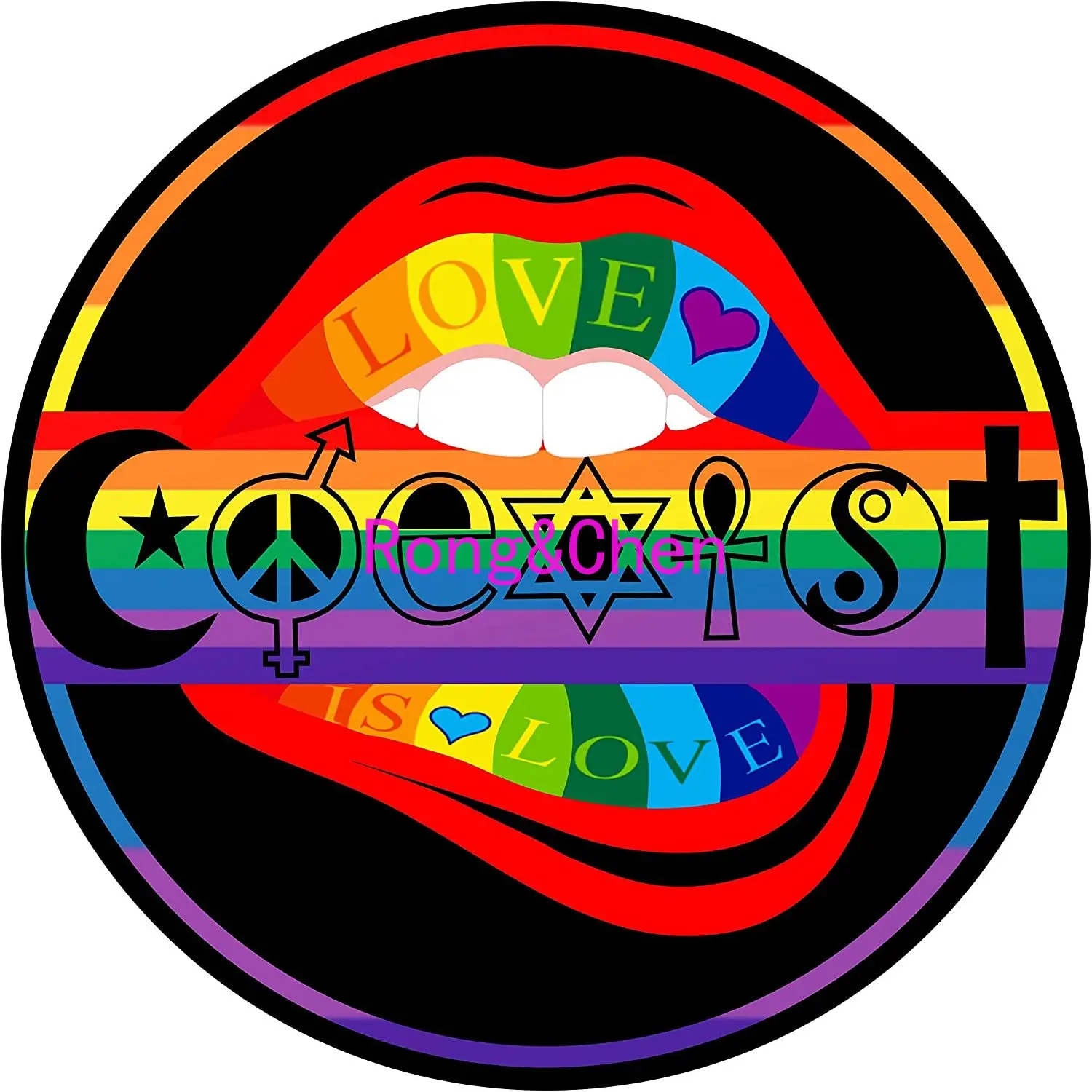Rongchen Trading Car Sticker Lips Sticker - Love Is Love Rainbow Premium Vinyl Decal Circle Car Bumper Window Peace Equality PVC
Rongchen Trading Car Sticker Lips Sticker - Love Is Love Rainbow Premium Vinyl Decal Circle Car Bumper Window Peace Equality PVC