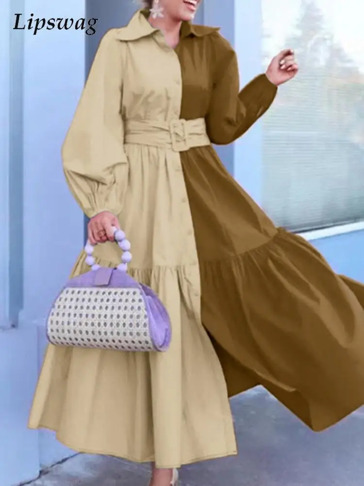 Summer Elegant Patchwork Print Party Dress Office Lady Fashion Turn-down Collar Loose Dress Women Casual Long Sleeve Maxi Dress
Summer Elegant Patchwork Print Party Dress Office Lady Fashion Turn-down Collar Loose Dress Women Casual Long Sleeve Maxi Dress