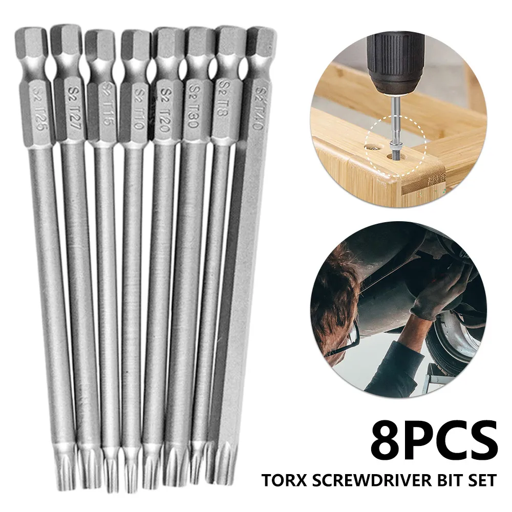 8pcs 100mm Magnetic Torx Screwdriver Bits Set Electric Screwdriver head Torx Head Hex Driver Bits T8/T10/T15/T20/T25/T27/T30/T40
8pcs 100mm Magnetic Torx Screwdriver Bits Set Electric Screwdriver head Torx Head Hex Driver Bits T8/T10/T15/T20/T25/T27/T30/T40
