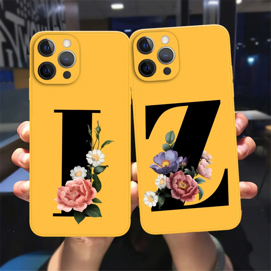 Fashion Initial Letter A Z Phone Case For iPhone 13 ProMax 12 13 mini Retro black Flower Soft TPU Sunflower yellow Back Cover
Fashion Initial Letter A Z Phone Case For iPhone 13 ProMax 12 13 mini Retro black Flower Soft TPU Sunflower yellow Back Cover