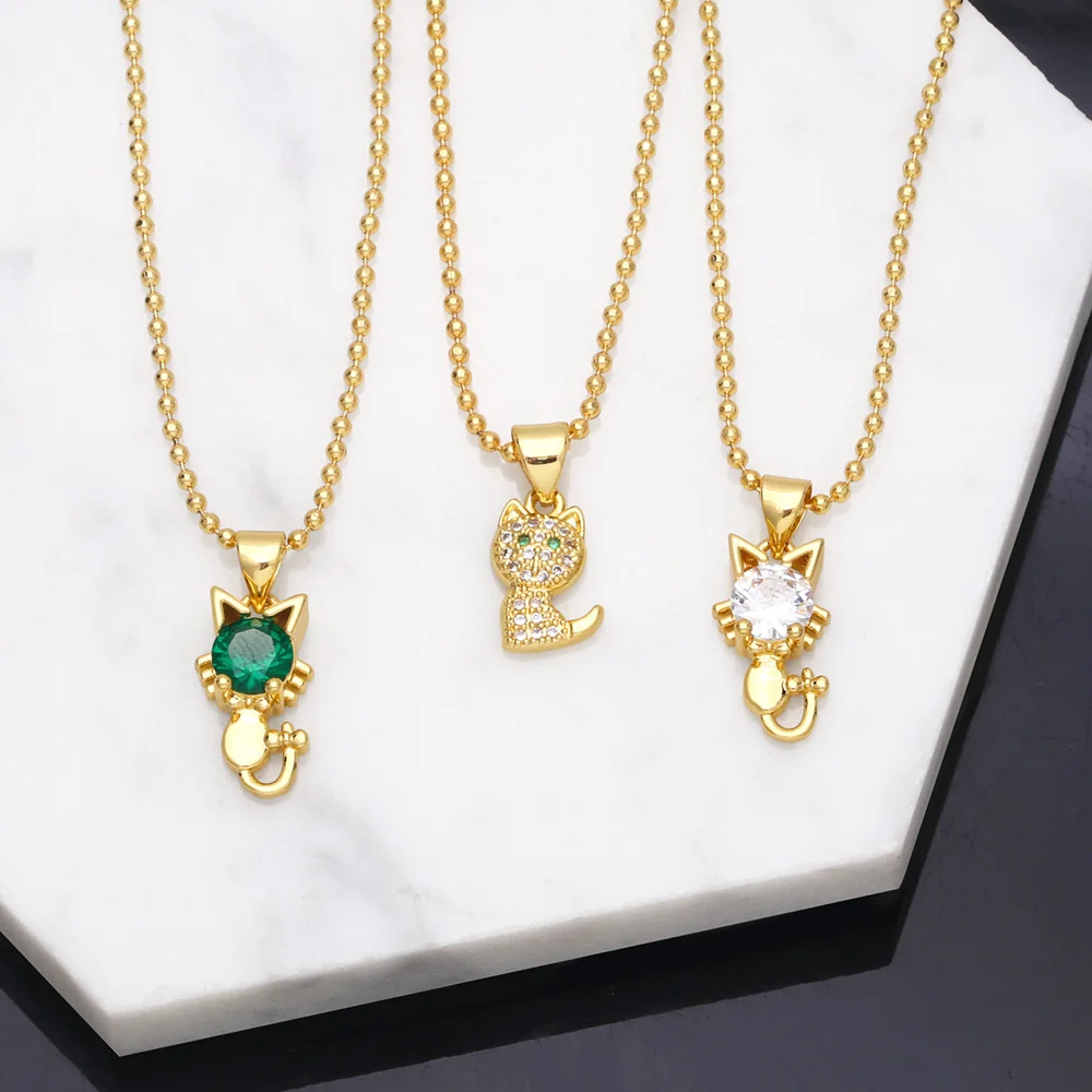 Cute Copper Zircon Cat Necklace for Women Gold Plated Beads Chain Animal Necklace Fashion Crystal Jewelry Gifts nkeb218
Cute Copper Zircon Cat Necklace for Women Gold Plated Beads Chain Animal Necklace Fashion Crystal Jewelry Gifts nkeb218
