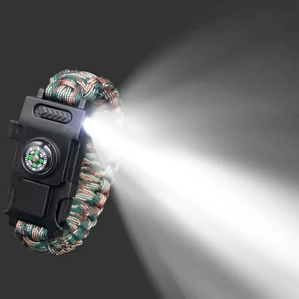 

3 in 1 Bracelet Survival Compass Whistle Emergency Rope Bangles Led Light Emergencies Emergency Paracord Mountaineering