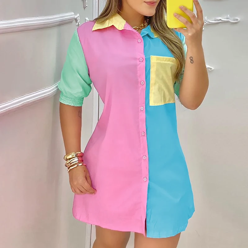 2021 Women Fashion Color Block Shirt Lady Long Sleeve Blouse Turn Down Collar Pocket Button Design Casual Tops
2021 Women Fashion Color Block Shirt Lady Long Sleeve Blouse Turn Down Collar Pocket Button Design Casual Tops