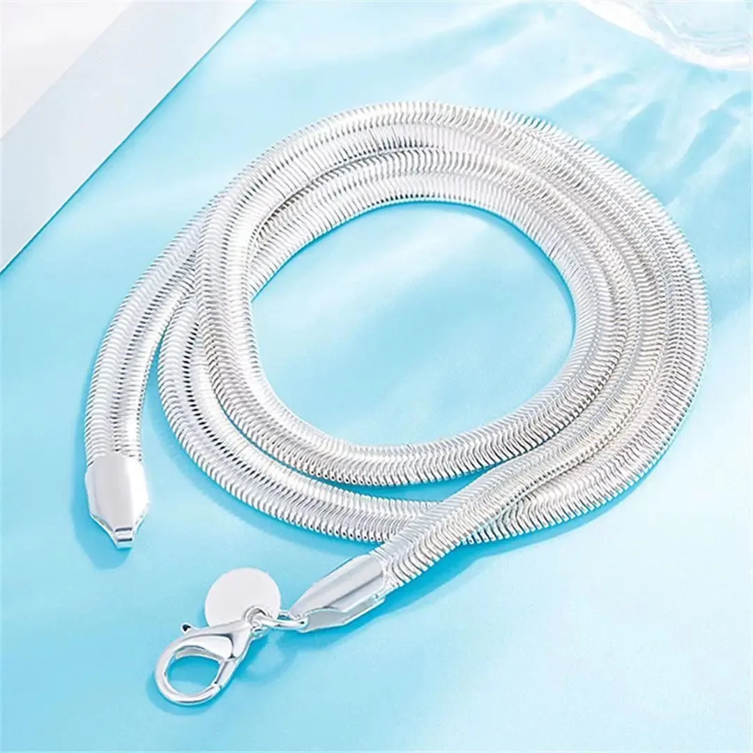 Hot classic men's 6MM Flat Snake Bone Chain 925 Sterling Silver Necklace for Women Wedding party Fashion Jewelry Charms Gifts
Hot classic men's 6MM Flat Snake Bone Chain 925 Sterling Silver Necklace for Women Wedding party Fashion Jewelry Charms Gifts