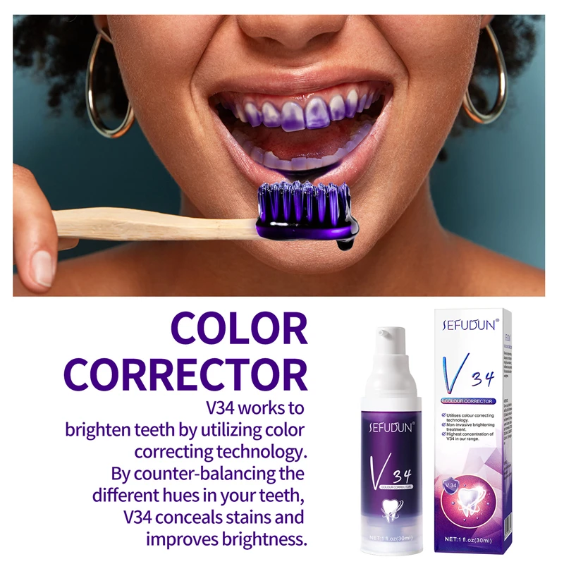 HEALLOR 30ml Teeth Whitening Toothpaste V34 Color Tooth Correction Whitener Teeth Purple Non-invasive Whitening Toothpaste 
HEALLOR 30ml Teeth Whitening Toothpaste V34 Color Tooth Correction Whitener Teeth Purple Non-invasive Whitening Toothpaste