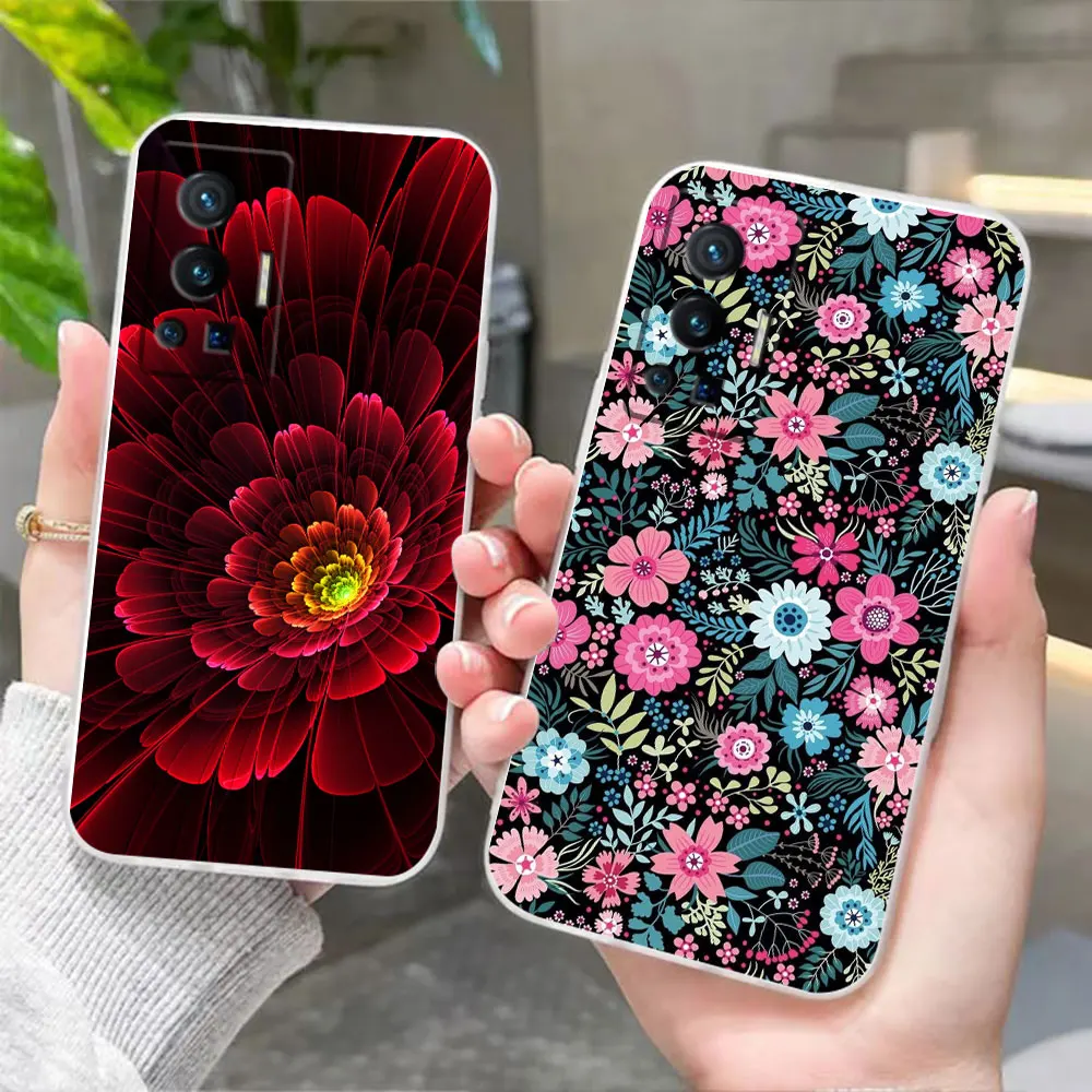 

Clear Phone Case For VIVO X90 X80 X70 X60 X50 X30 X27 X23 X21I X20 PRO PLUS Silicone Soft Case Funda Capa Shell Colorful Flowers