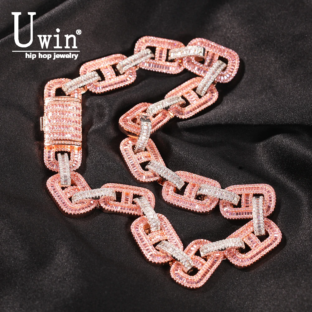 

Uwin 15mm Miami Necklaces Iced Out Zircon Pave Cuban Link CZ Baguette Prong Setting Luxury Bling Jewelry Fashion Hiphop For Men