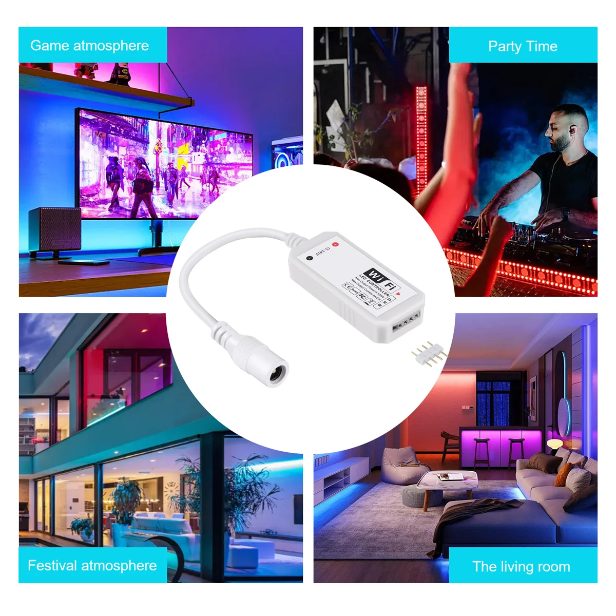 

RGB-лента со светодиодной подсветкой, голосовое управление, работает с Alexa и Google Home, беспроводной смарт-контроллер с Wi-Fi и бесплатным приложением через IOS или Android