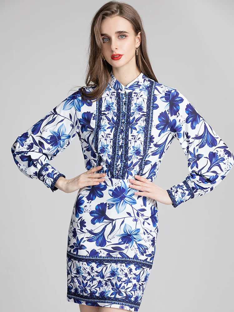 MoaaYina Designer Autumn Vacation Skirts Suit Women's Long sleeve Blue Flower Print Top and Slim Elegant Skirts Two Pieces Set
MoaaYina Designer Autumn Vacation Skirts Suit Women's Long sleeve Blue Flower Print Top and Slim Elegant Skirts Two Pieces Set