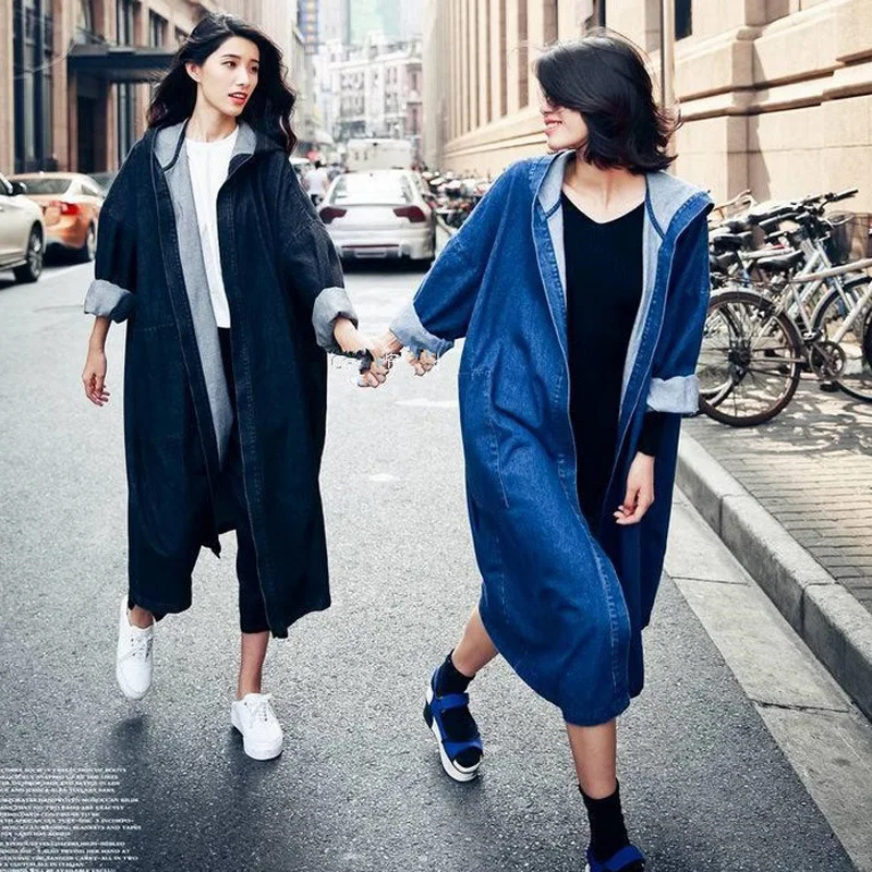 Korean Fashion Women Long Jacket Loose Winter Jacket Women Blue Jean Coat Woman Long Sleeve With Hat Casual Overcoat Outerwear 
Korean Fashion Women Long Jacket Loose Winter Jacket Women Blue Jean Coat Woman Long Sleeve With Hat Casual Overcoat Outerwear