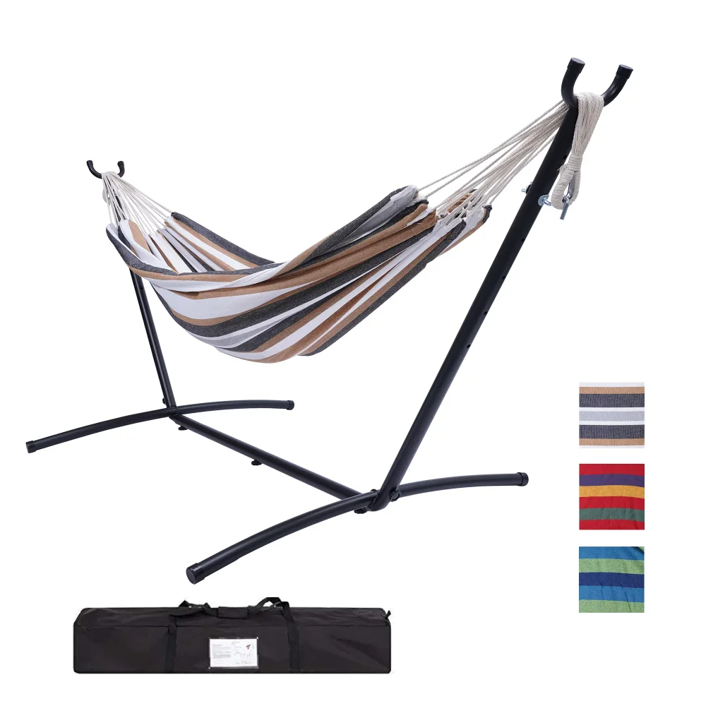 Double Person Hammock with Steel Stand, 330lb Capacity 2 People Standing Hammocks with Portable Carrying Bag
Double Person Hammock with Steel Stand, 330lb Capacity 2 People Standing Hammocks with Portable Carrying Bag