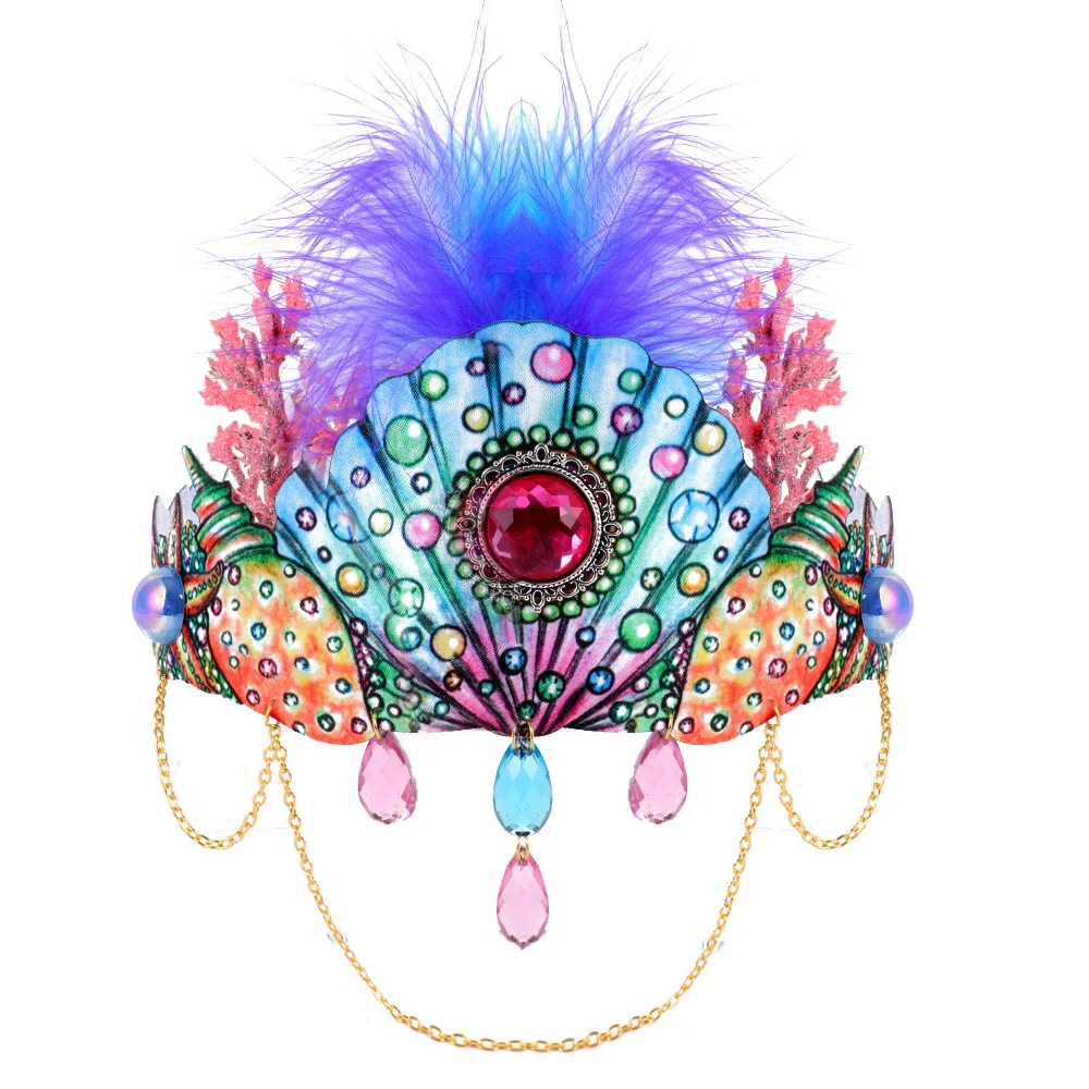 Carnival Party Ladies Feather Ocean Shell Coral Series Hair Band Crown Punk European and American Style
Carnival Party Ladies Feather Ocean Shell Coral Series Hair Band Crown Punk European and American Style