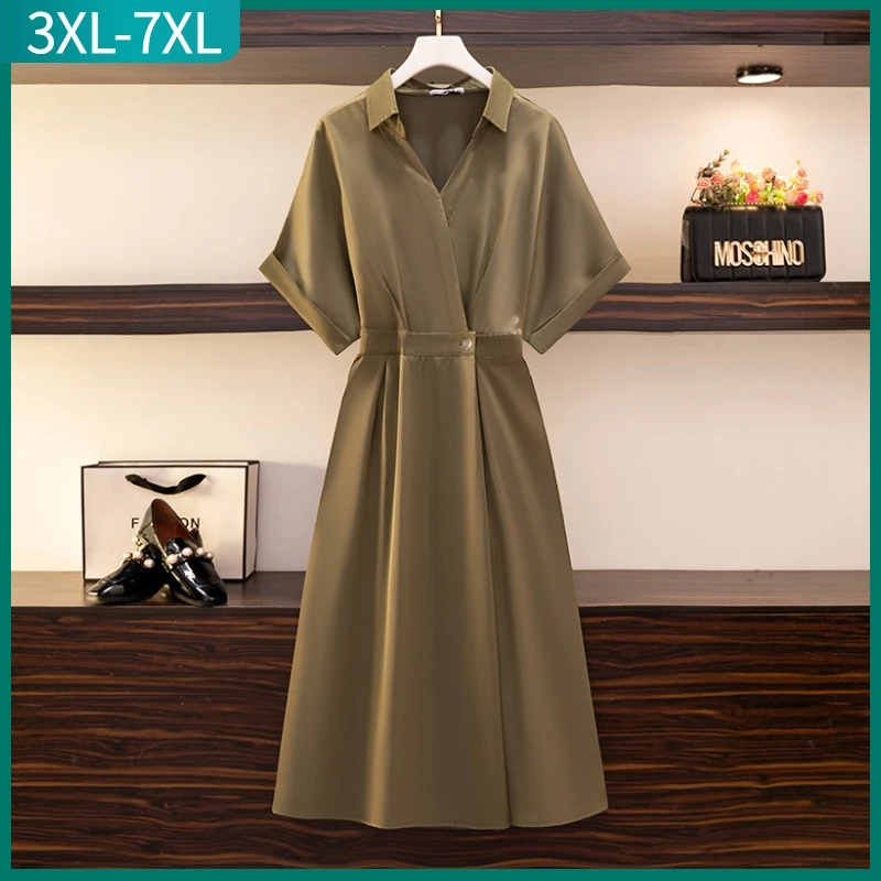 New 2023 Summer Plus Size Shirt Dress For Women Large Size Loose Short Sleeve French Style V-neck Midi Dress 3XL 4XL 5XL 6XL 7XL
New 2023 Summer Plus Size Shirt Dress For Women Large Size Loose Short Sleeve French Style V-neck Midi Dress 3XL 4XL 5XL 6XL 7XL