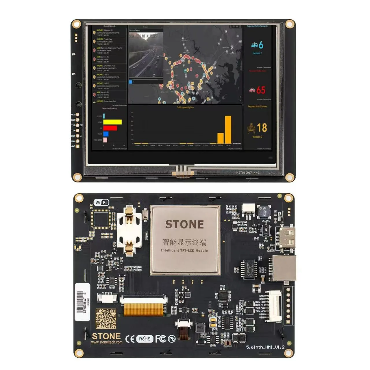 

SCBRHMI - 5.6'' Full-color HMI Intelligent LCD Resistive Touch Display Module Easy To Operate For Basic Programmers