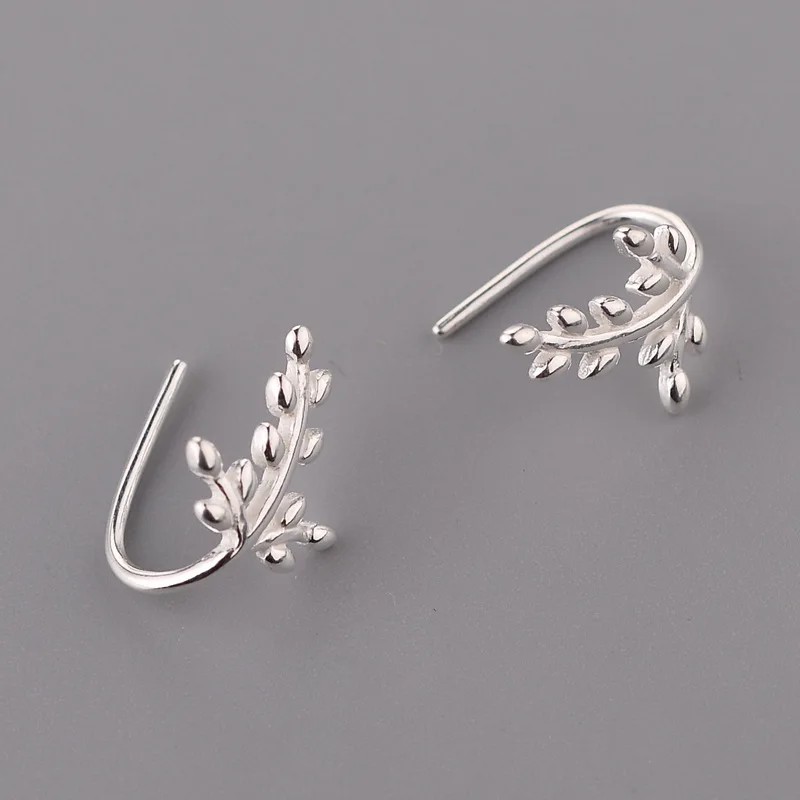 Женские серьги-гвоздики в виде листьев, из серебра 925 пробы 
Женские серьги-гвоздики в виде листьев, из серебра 925 пробы