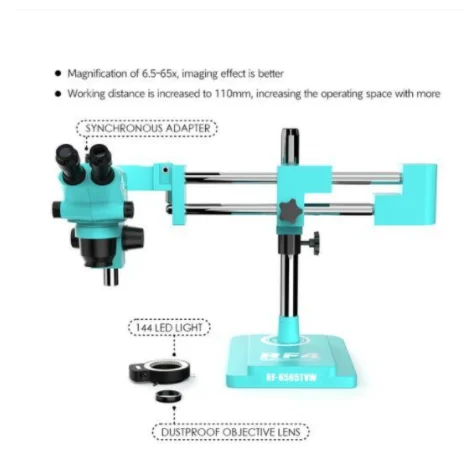 Rf4 RF-6565TV 7050 7-50X 6.5-65X Adjustable Trinocular Zoom Stereo Microscope for Mobile phone BGA repair magnifier
Rf4 RF-6565TV 7050 7-50X 6.5-65X Adjustable Trinocular Zoom Stereo Microscope for Mobile phone BGA repair magnifier