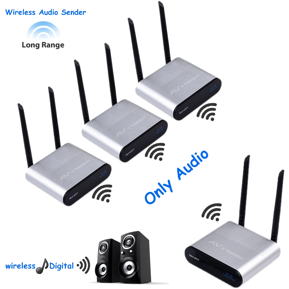 Long Range Wireless Transmitter Receiver Audio for Music, 2.4GHz No Delay Audio Transmitter and Receiver from TV/PC to Powered B
Long Range Wireless Transmitter Receiver Audio for Music, 2.4GHz No Delay Audio Transmitter and Receiver from TV/PC to Powered B