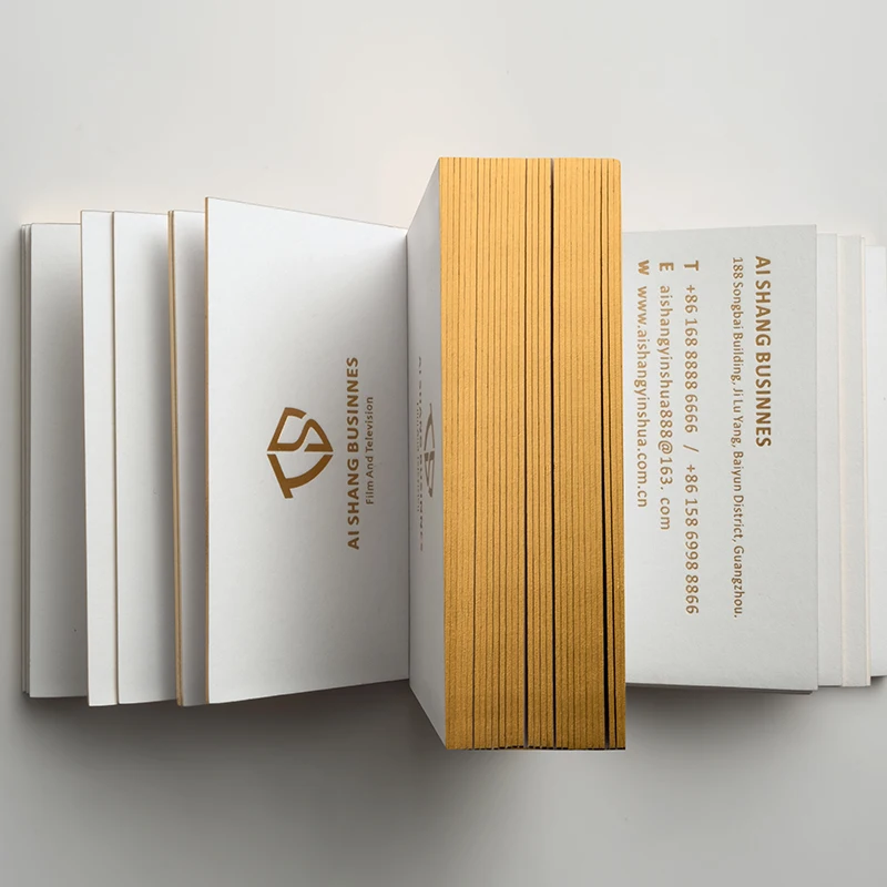 New design Die cut Custom gold foil 3d emboss Logo Business Cards Printing with gold edge
New design Die cut Custom gold foil 3d emboss Logo Business Cards Printing with gold edge