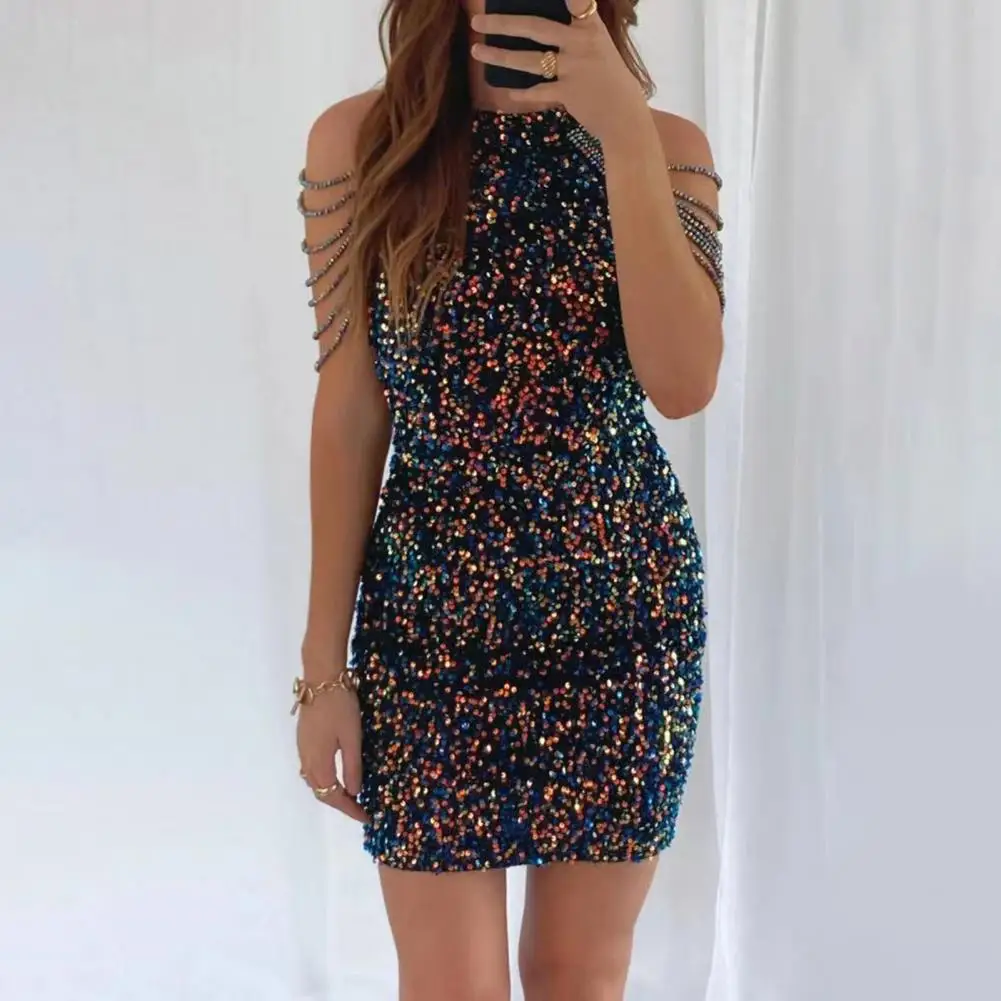 Sexy Dress Waist Tight Above Knee Clubwear Fashion Sequin Evening Party Halter Bodycon Dress Gown Dress for Dating
Sexy Dress Waist Tight Above Knee Clubwear Fashion Sequin Evening Party Halter Bodycon Dress Gown Dress for Dating