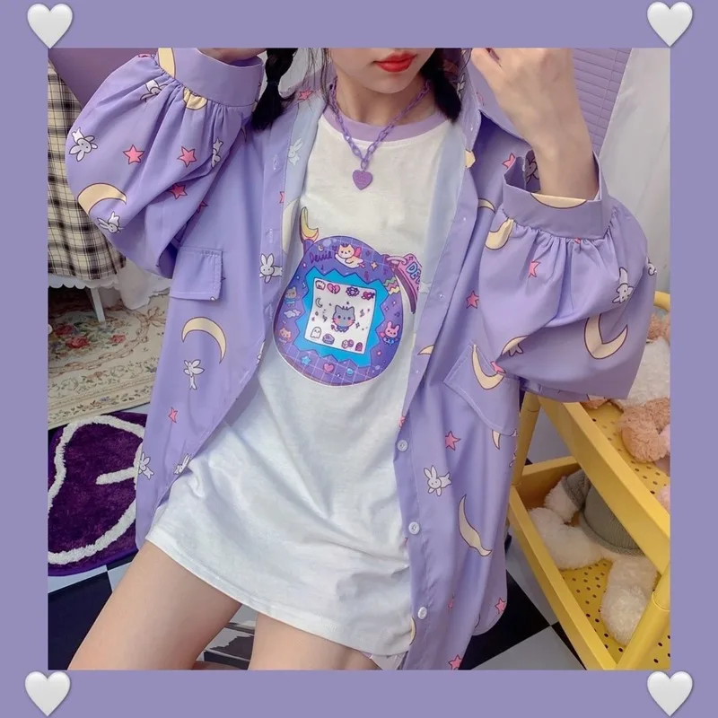 New Autumn Women TShirt Kawaii Fashion JK Tee Korean Style Women Long Sleeve Cute Loose Button Up Oversized Tops Purple T-Shirt
New Autumn Women TShirt Kawaii Fashion JK Tee Korean Style Women Long Sleeve Cute Loose Button Up Oversized Tops Purple T-Shirt