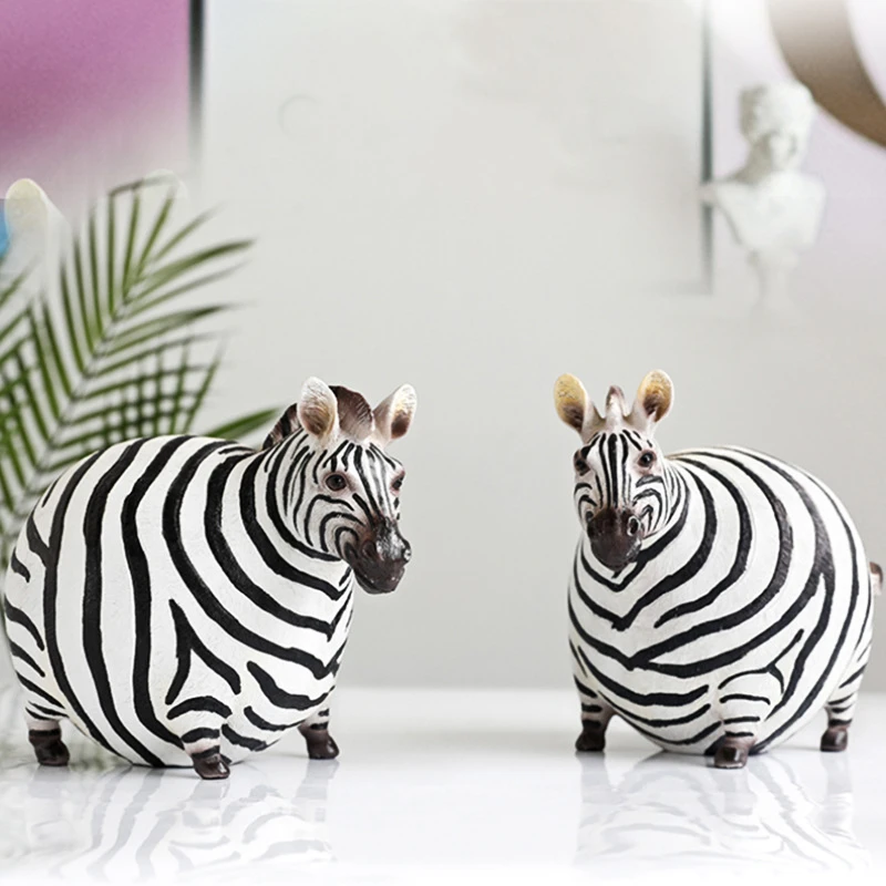 

Nordic Ins Fat Zebra Resin Animal Figurines Ornaments Animal Model Desk Decor Home Decoration Accessories Modern Room Decoration