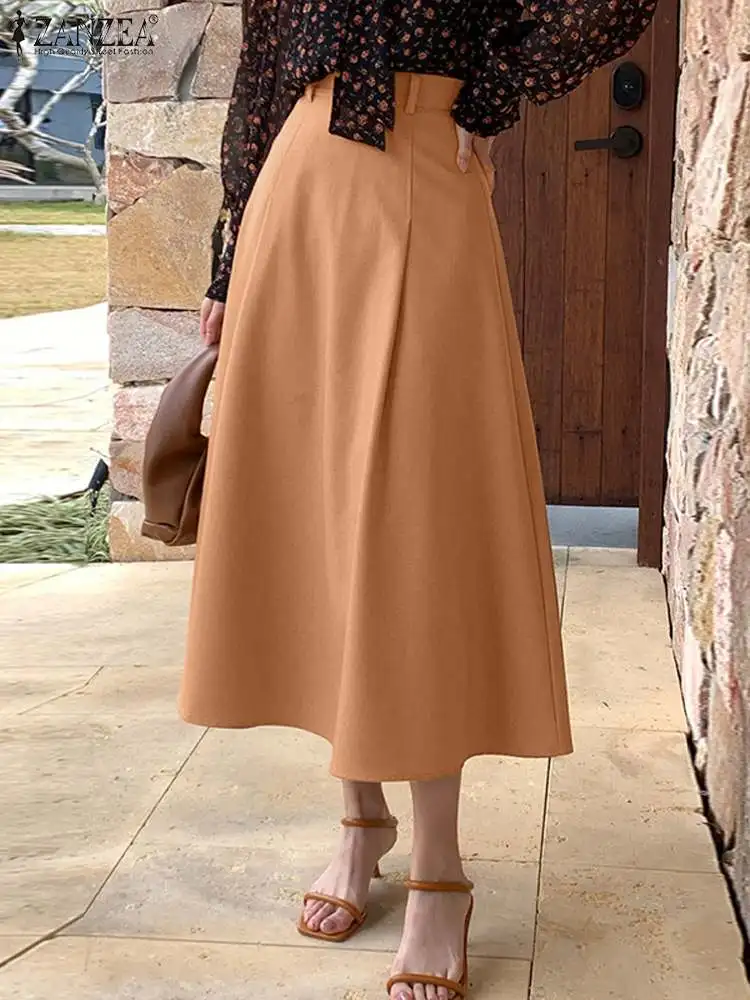 ZANZEA 2023 Summer Loose Elegant Office Faldas Women High Waist Skirt Solid Casual A-line Swing Midi Jupe Vintage Holiday Skirts 
ZANZEA 2023 Summer Loose Elegant Office Faldas Women High Waist Skirt Solid Casual A-line Swing Midi Jupe Vintage Holiday Skirts