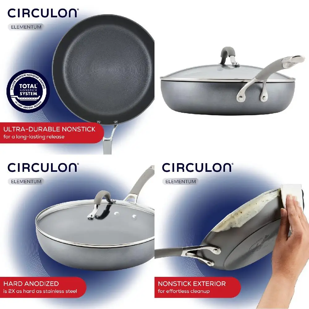 Luxurious Hard-Anodized Gray 12-Inch Deep Nonstick Frying Pan with Lid for Easy and Effortless Cooking
Luxurious Hard-Anodized Gray 12-Inch Deep Nonstick Frying Pan with Lid for Easy and Effortless Cooking