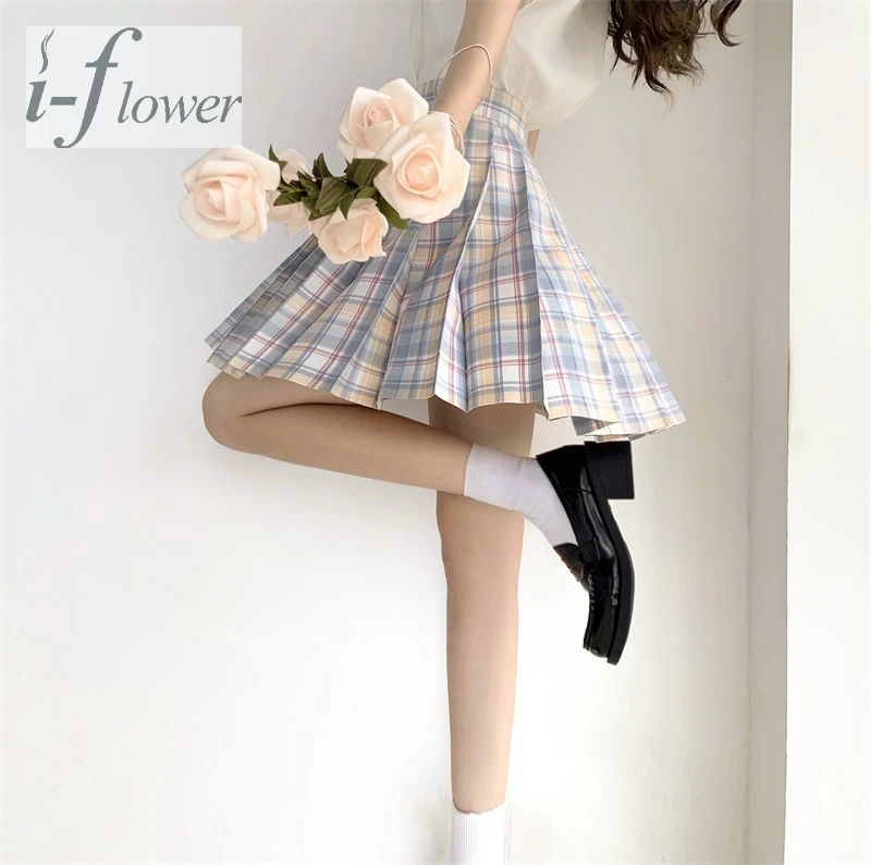 Женская летняя Клетчатая мини-юбка с высокой талией 
Женская летняя Клетчатая мини-юбка с высокой талией