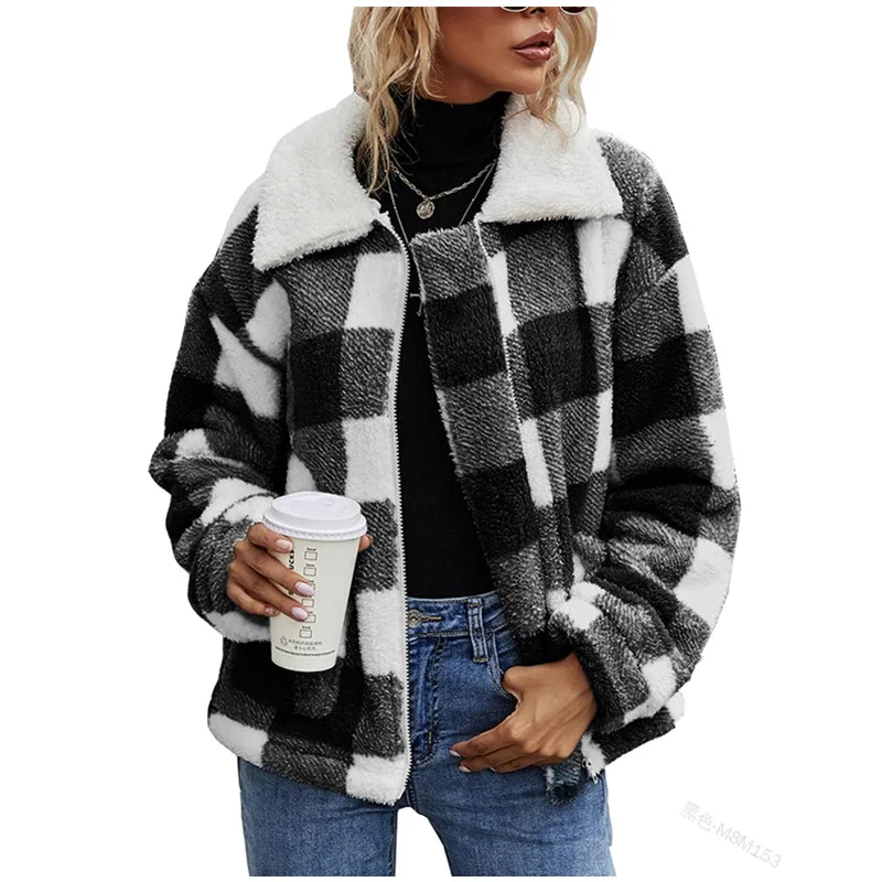 WEPBEL Women Winter Plaid Fleece Jacket Lady Fashion Long Sleeve Turn Down Collar Zipper Coat Parka Outwear chaquetas para mujer
WEPBEL Women Winter Plaid Fleece Jacket Lady Fashion Long Sleeve Turn Down Collar Zipper Coat Parka Outwear chaquetas para mujer