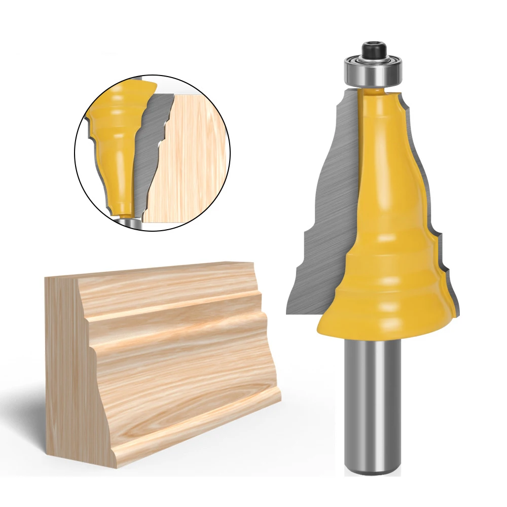 

12mm Shank Molding Router Bit with Bearing Guide Diameter-38.1mm Cutting-Length-50.8mm Woodworking Handrail Milling Cutter