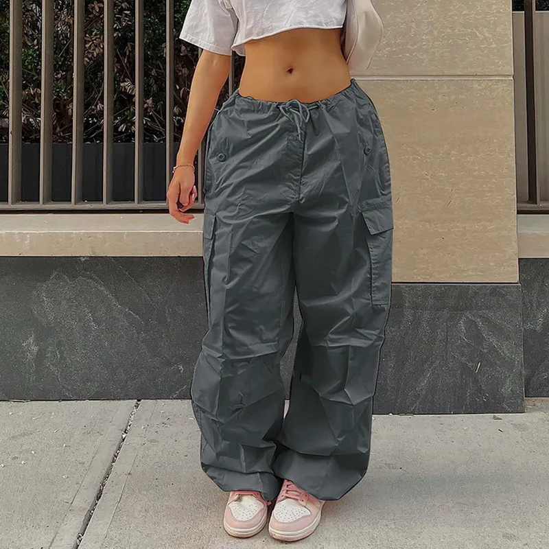Y2K Y2K Clothing Oversized Drawstring Low Waist Parachute Loose Fit Sweatpants Trousers Women Jogger Cargo Pants Streetwear
Y2K Y2K Clothing Oversized Drawstring Low Waist Parachute Loose Fit Sweatpants Trousers Women Jogger Cargo Pants Streetwear
