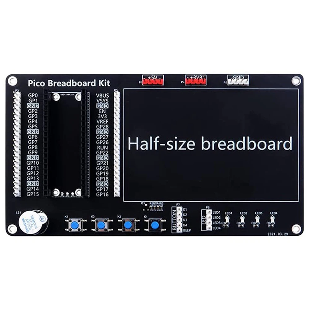 For Raspberry Pi Pico Breakout Breadboard Half-Size Built-in LED Light Button Buzzer Module Testing Circuit Board Kit
For Raspberry Pi Pico Breakout Breadboard Half-Size Built-in LED Light Button Buzzer Module Testing Circuit Board Kit