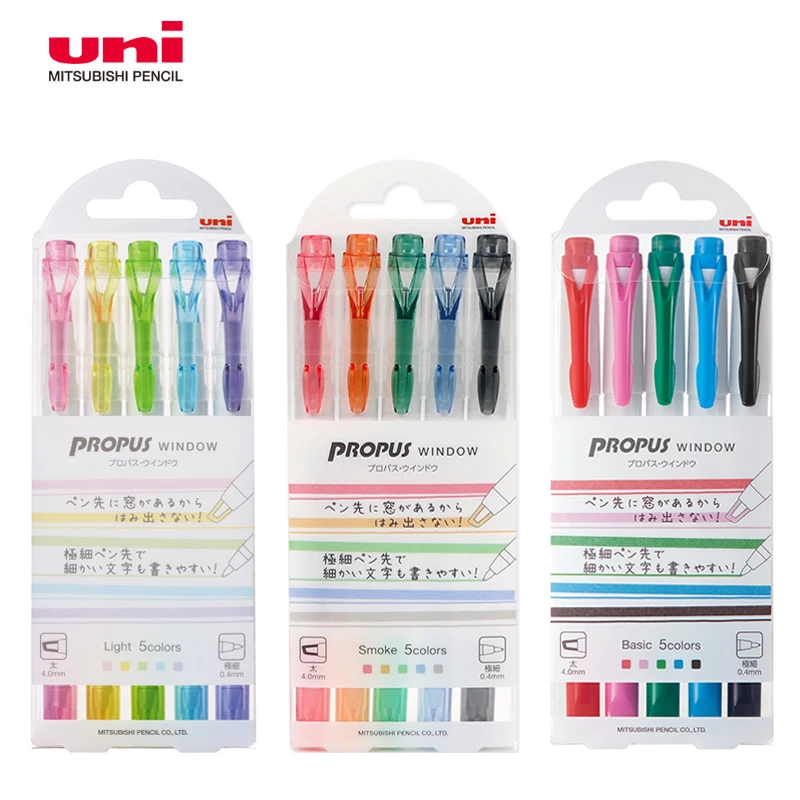 

5pcs set Japan UNI PUS-103T Highlighter Viewable double-headed Marker Pen propus Hand TAB Highlight marker pen Color pen