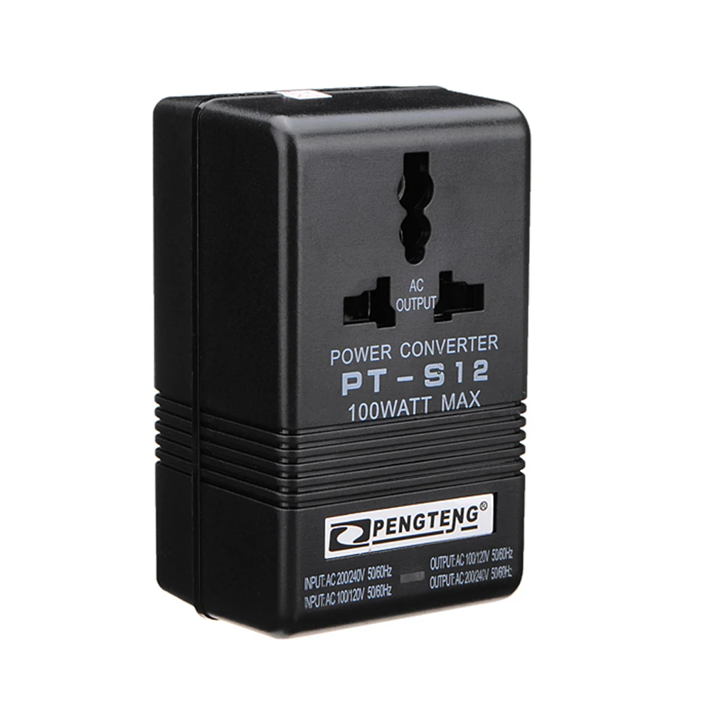 NEW PT-S12 AC 100W 55-60Hz Max Power 110V/120V To 220V/240V 2-Way Voltage Transformer Power Converter Adapter US Plug
NEW PT-S12 AC 100W 55-60Hz Max Power 110V/120V To 220V/240V 2-Way Voltage Transformer Power Converter Adapter US Plug