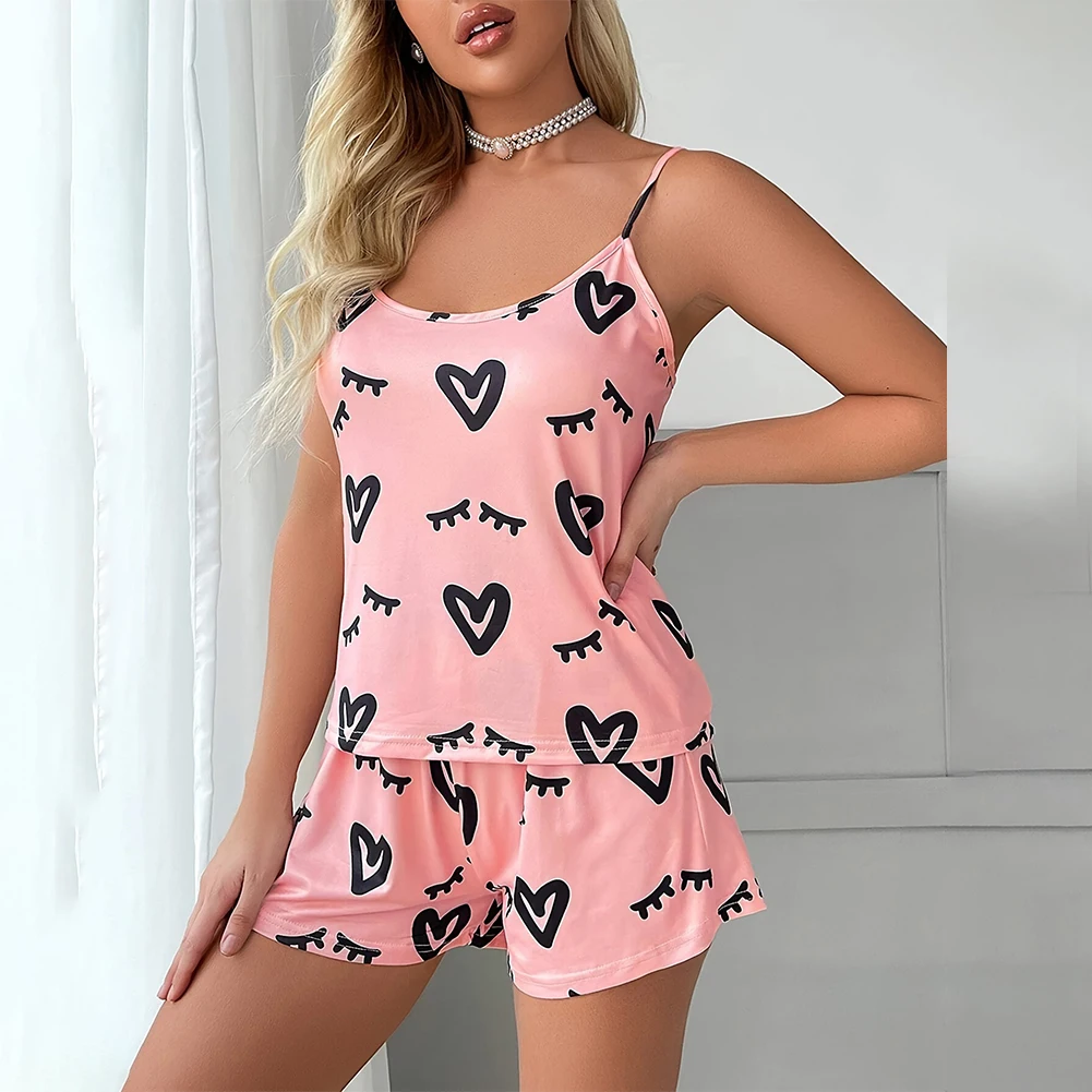 Women Sexy Lingerie 2 Pieces Fashion Love Printed Pink Sleepwear Suspenders Breathable Tops Shorts Pajama Set Sweetnightwear
Women Sexy Lingerie 2 Pieces Fashion Love Printed Pink Sleepwear Suspenders Breathable Tops Shorts Pajama Set Sweetnightwear