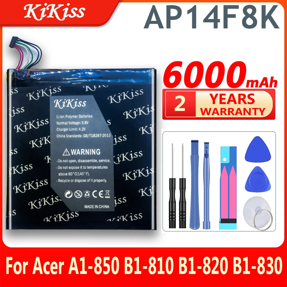 

6000mAh KiKiss Battery For Acer Iconia Tab A1-850 B1-810 B1-820 B1-830 W1-810 AP14F8K Tablet High Capacity Battery