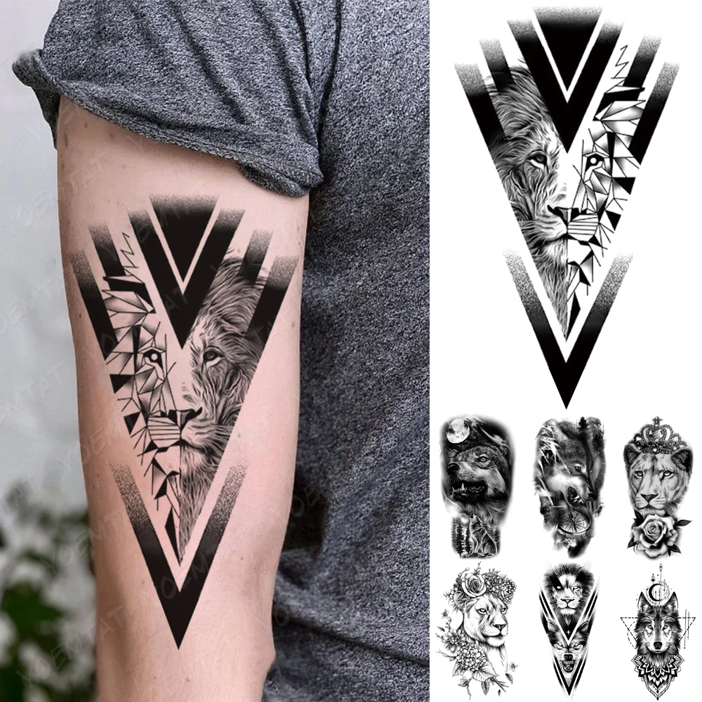 Waterproof Temporary Tattoo Sticker Triangle Geometric Lion Crown Wolf Tiger Owl Flash Tatto Women Men Arm Body Art Fake Tattoos
Waterproof Temporary Tattoo Sticker Triangle Geometric Lion Crown Wolf Tiger Owl Flash Tatto Women Men Arm Body Art Fake Tattoos