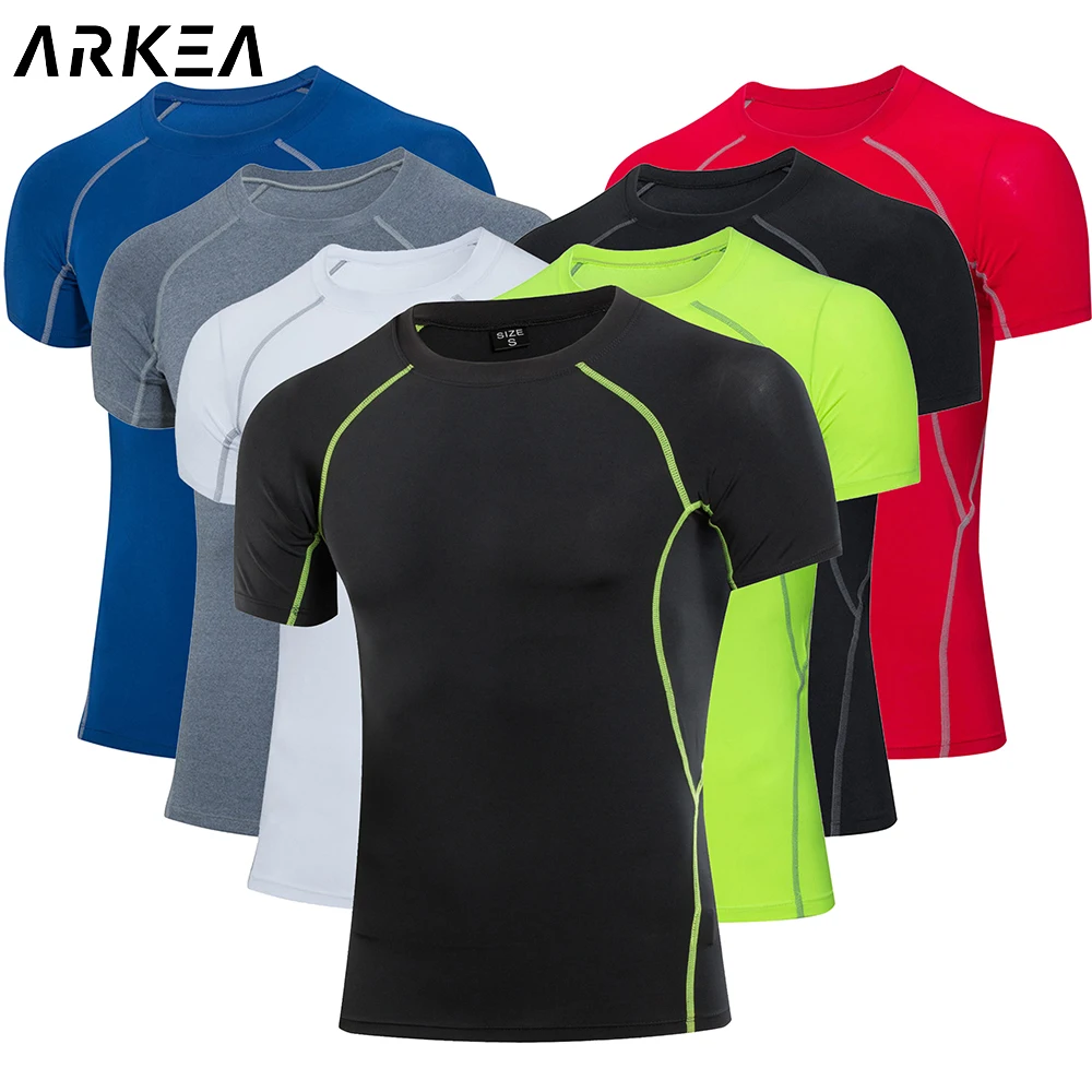 

Compression Shirt Men Quick dry T-shirt Running Sport Skinny Short Tee Male Fitness Bodybuilding Workout High elasticity Tops