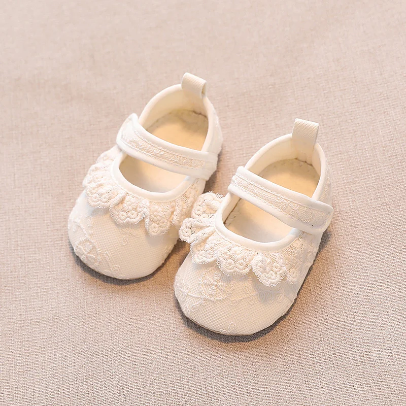 

Infant Baby Girls Shoes Non-Slip Soft Soled Lace Bowknot Flats First Walker Spring Autumn Princess Shoes for Kids 3-12 Months