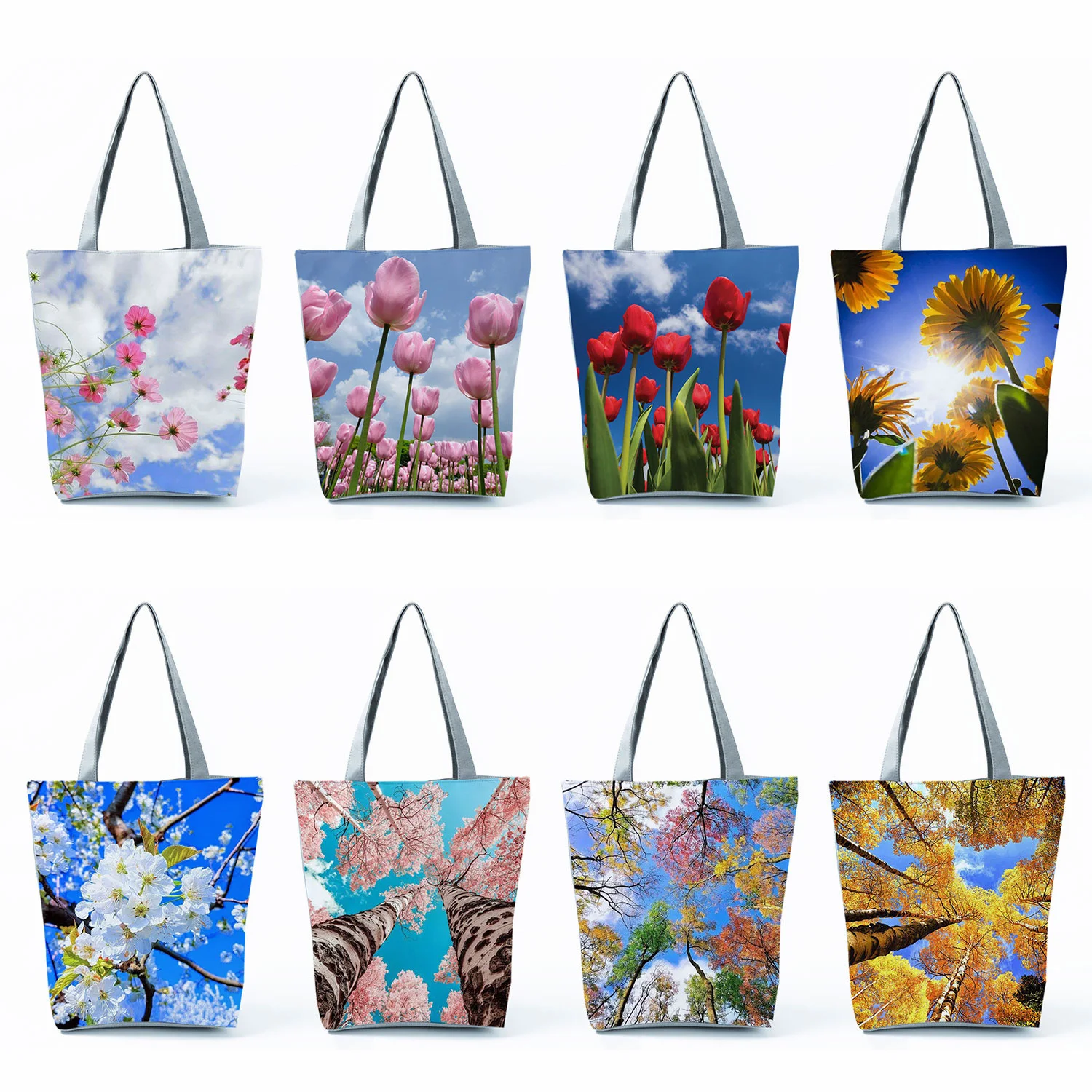 

Повседневные женские сумки-тоуты с цветочным принтом, вместительные дорожные пляжные уличные дамские сумочки на ремне с тюльпаном для покупок