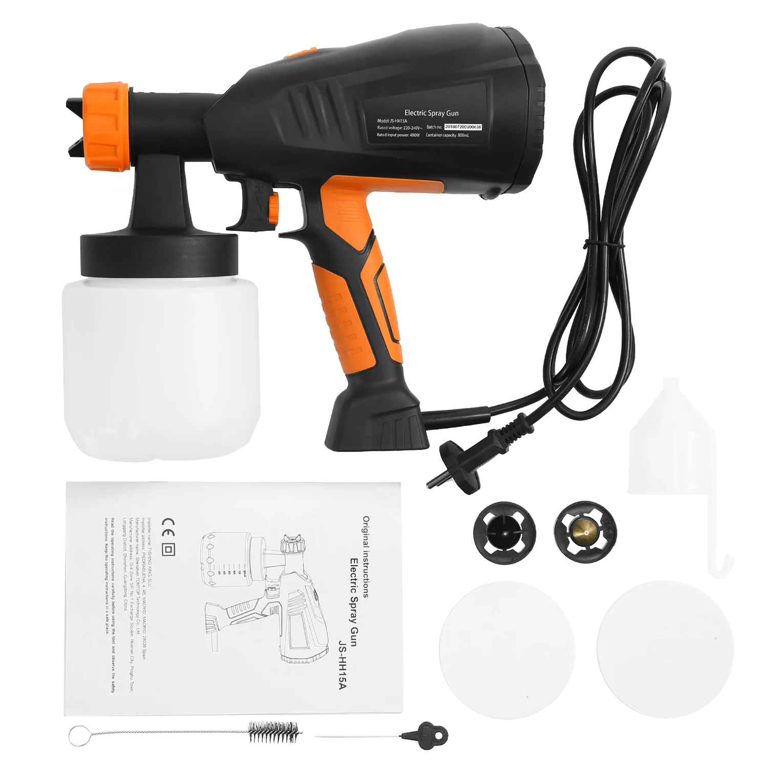 Meterk 400W HVLP Electric Paint Spray Gun Detachable Nozzle Adjustable Paint Spray Gun Power Tool Accessories For Household
Meterk 400W HVLP Electric Paint Spray Gun Detachable Nozzle Adjustable Paint Spray Gun Power Tool Accessories For Household