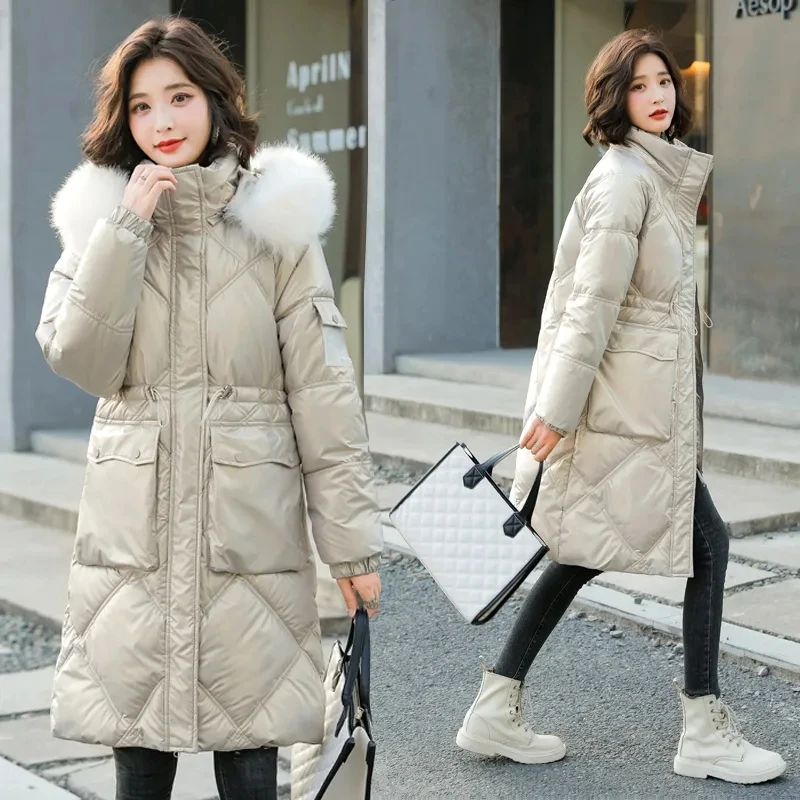 2022 Womens Fashion Fur Collar Parkas Women New Winter Warm Hooded Down Cotton Coat Casual Glossy Womens Thick Jacket Coats
2022 Womens Fashion Fur Collar Parkas Women New Winter Warm Hooded Down Cotton Coat Casual Glossy Womens Thick Jacket Coats
