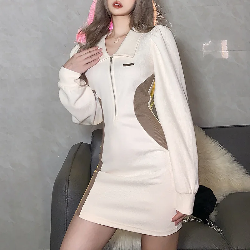 Fashion V-neck Short Dress Irregular Contrast Color Casual Dresses Long-sleeved High Waist Tight Dress Spring
Fashion V-neck Short Dress Irregular Contrast Color Casual Dresses Long-sleeved High Waist Tight Dress Spring