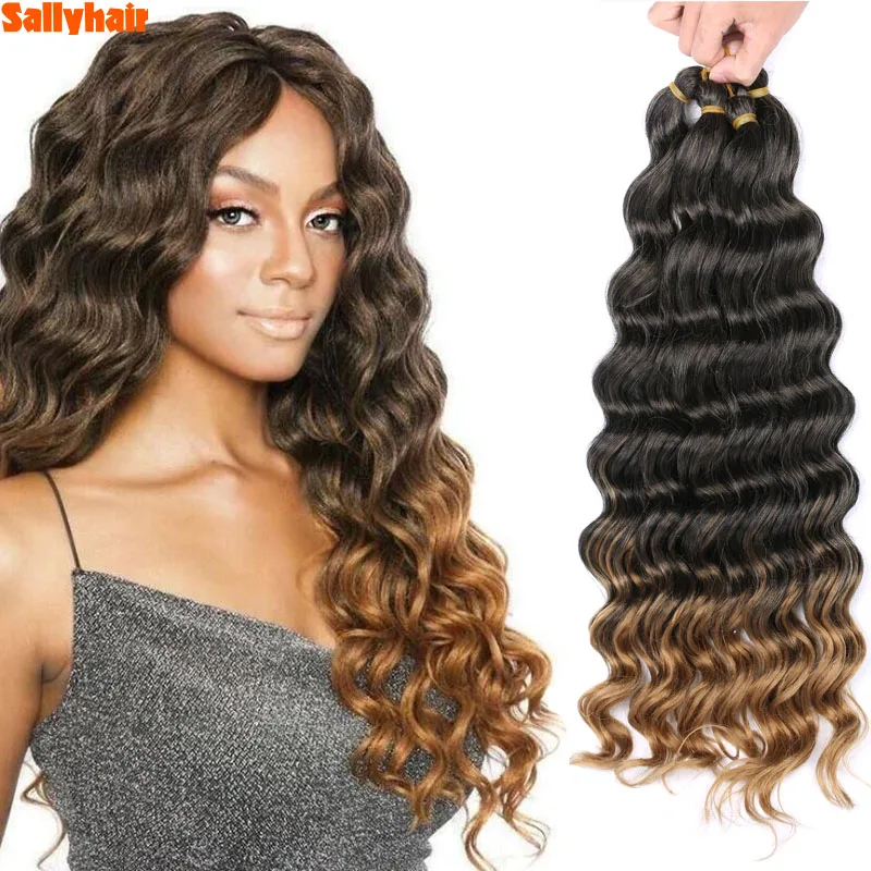 

Sallyhair Synthetic Deep Water Wavy Hair 20Inch Crochet Braiding Hair Afro Curls Ombre Braiding Hair Extensions For Brack Women