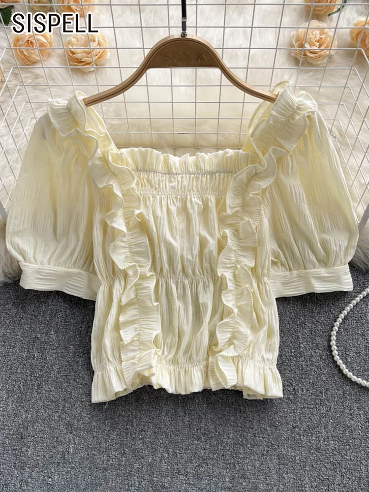 SISPELL Slim Shirt For Women Square Collar Puff Sleeve Ruched Solid Minimalist Blouses Female Summer Clothing New 2022 Fashion
SISPELL Slim Shirt For Women Square Collar Puff Sleeve Ruched Solid Minimalist Blouses Female Summer Clothing New 2022 Fashion
