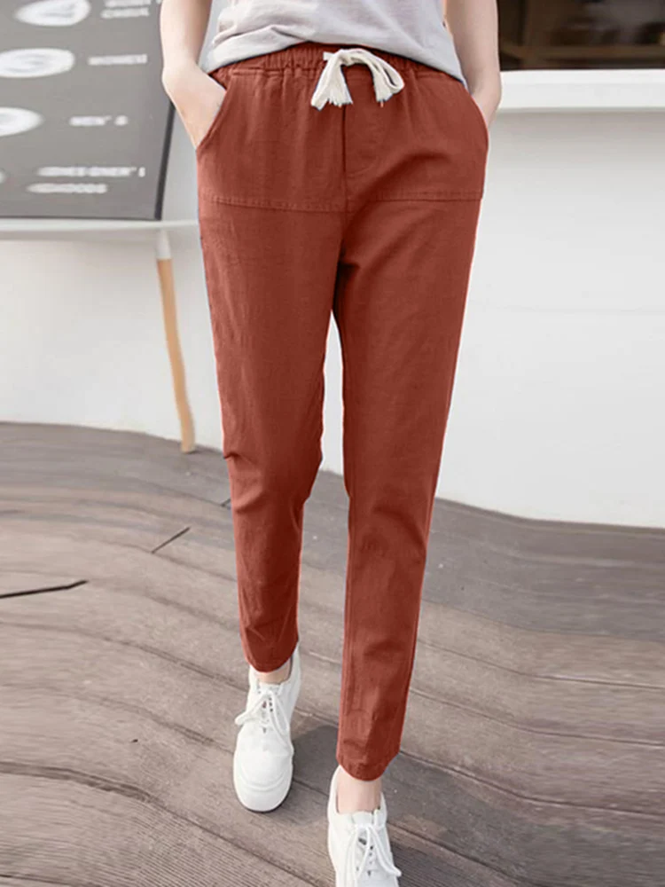 Fashion Womens Cotton Trousers ZANZEA 2022 Spring Summer Causal Loose Drawstring Pants Oversized Elastic Waist Pants Pantalons
Fashion Womens Cotton Trousers ZANZEA 2022 Spring Summer Causal Loose Drawstring Pants Oversized Elastic Waist Pants Pantalons